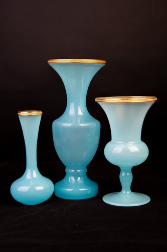 Three blue murano - blue, vases