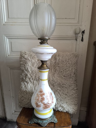 Lamp oil bronze and opaline - oil,