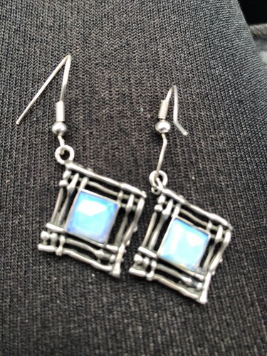 Blue opaline vintage - blue, earings