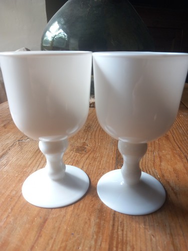 White opaline goblets - goblets, wine