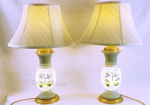 Pair victorian opaline hand - of,